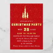 パインツリーズスノーフォロークリスマスパーティの招待状 箔シーズンカード (正面)