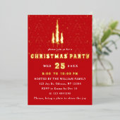 パインツリーズスノーフォロークリスマスパーティの招待状 箔シーズンカード (立ち正面)