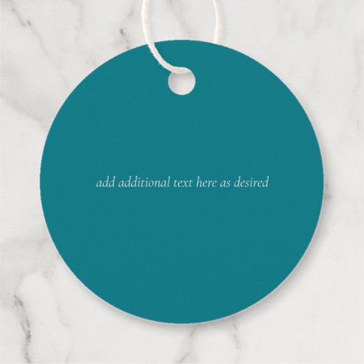 パインツリーズティール（緑がかった色）とセージ結婚式の引き出物ラベル フェイバータグ (裏面)