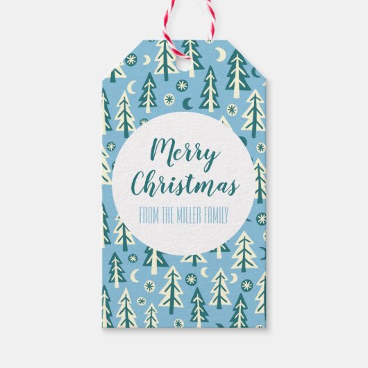 パインツリーズフォレストムーンスターズミニマルクリーンカスタム ギフトタグ (正面)