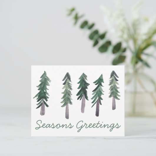 パインツリーズミニマリストウォーターカスタムカラー休日 ポストカード (スタンド正面)