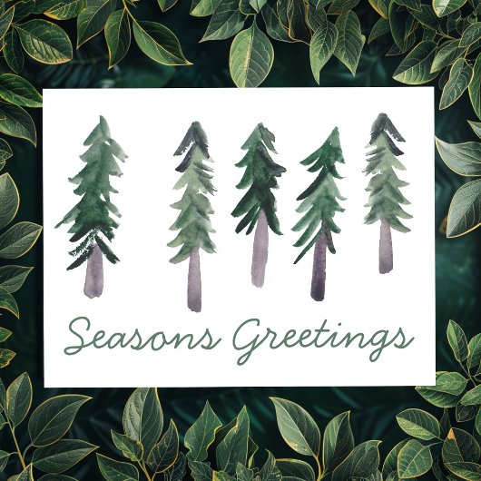 パインツリーズミニマリストウォーターカスタムカラー休日 ポストカード