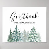 パインツリーズランタン結婚ボタニカルのゲストブック ポスター (正面)