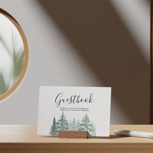 パインツリーズランタン結婚ボタニカルのゲストブック ポスター