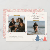 パインツリーズ金ゴールドテープが最も温かい願いの2枚の写真 シーズンカード (正面/裏面)