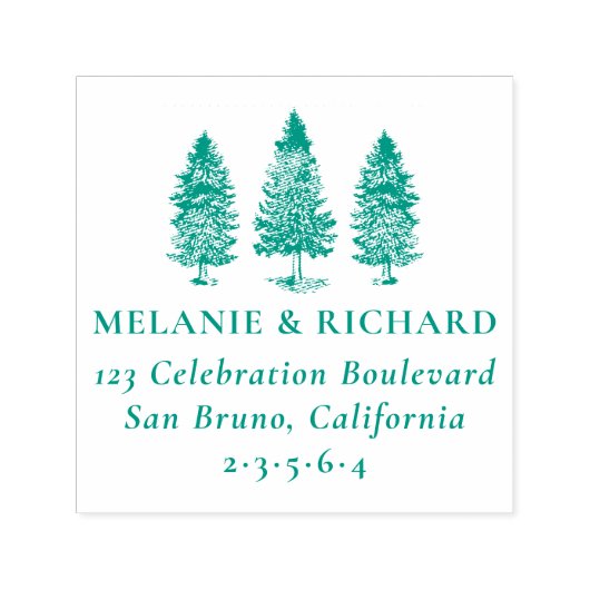 パインツリーズ&名前をカスタムする結婚ズ差出人住所 セルフインキングスタンプ (デザイン)