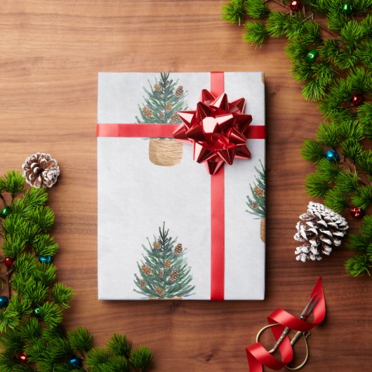 パインツリーパインコーンホリデイ ラッピングペーパー (クリスマスギフト)
