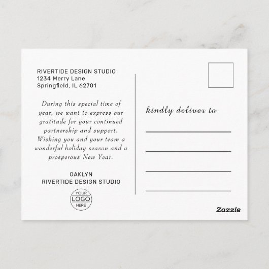 パインツリービジネスロゴホリデ企業のィ ポストカード (裏面)