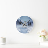 パインツリーフォレスディアブルーホリデイ ラウンド壁時計 (ホーム)