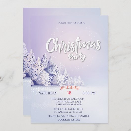 パインツリーフォレストクリスマスパーティー 招待状 (正面/裏面)