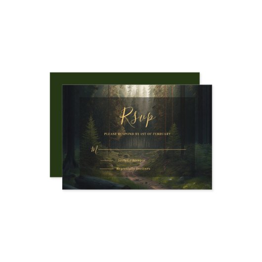 パインツリーフォレストグリーン結婚ズ 出欠カード (正面/裏面インサイチュ)