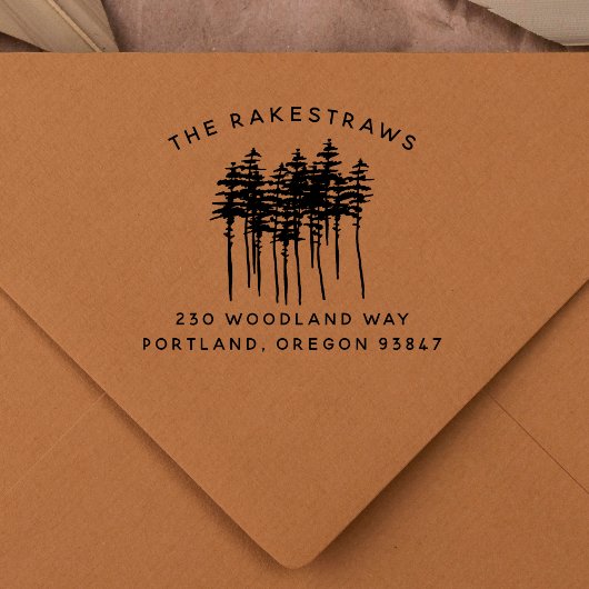 パインツリーフォレストファミリーネームカスタム差出人住所 セルフインキングスタンプ