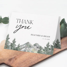 パインツリーフォレストマウンテンテーマ結婚ズサンキュー カード