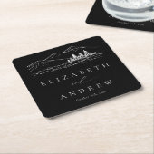 パインツリーフォレ素朴スト山結婚ズ スクエアペーパーコースター (アングル)