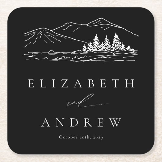 パインツリーフォレ素朴スト山結婚ズ スクエアペーパーコースター (正面)