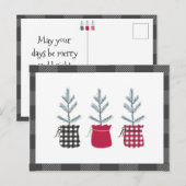 パインツリーブラックレッドホリデイカントリープレイド ポストカード (正面/裏面)