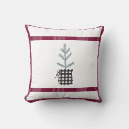 パインツリーブラックレッドホリデーカントリープレイド クッション