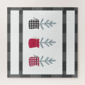 パインツリーブラックレッドホリデーカントリープレイド ジグソーパズル (横)