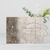 パインツリーブランチオーナメントウッドクリスマスパーティー 招待状 (スタンド正面)