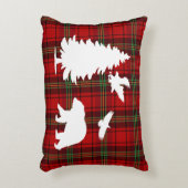 パインツリーベアーイーグルオンレッドブラックタータンチェック アクセントクッション (正面(垂直))