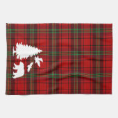 パインツリーベアーイーグルオンレッドブラックタータンチェック キッチンタオル (横)