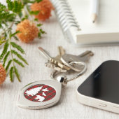 パインツリーベアーイーグルオンレッドブラックタータンチェック キーホルダー (側面)