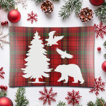 パインツリーベアーイーグルオンレッドブラックタータンチェック