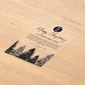 パインツリーホリデー企業のビジネスQRコードロゴ アクリル招待状 (レイダウン)