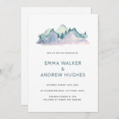 パインツリーマウンテンズ自然ウッドランドグリーン結婚ズ 招待状 (正面/裏面)