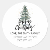 パインツリーメリークリスマスホリデイ差出人住所 ラウンドシール (正面)