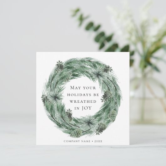 パインツリーリーススクエアホリデーカードとQRコード シーズンカード (スタンド正面)