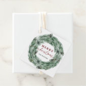 パインツリーリースメリークリスマスグリーン&レッド フェイバータグ (インサイチュ)