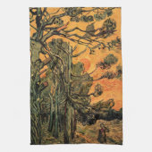 パインツリーレッドスカイ夕日ビンセント・ヴァン・ゴッホ キッチンタオル (縦)