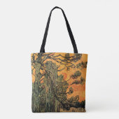 パインツリーレッドスカイ夕日ビンセント・ヴァン・ゴッホ トートバッグ (裏面)