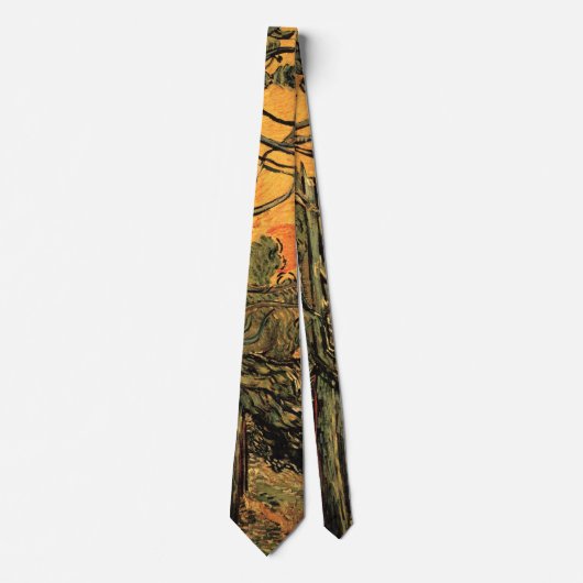 パインツリーレッドスカイ夕日ビンセント・ヴァン・ゴッホ ネクタイ (正面)