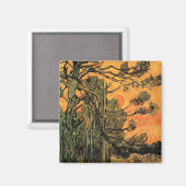 パインツリーレッドスカイ夕日ビンセント・ヴァン・ゴッホ マグネット (正面/裏面)