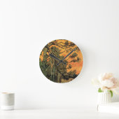 パインツリーレッドスカイ夕日ビンセント・ヴァン・ゴッホ ラウンド壁時計 (ホーム)