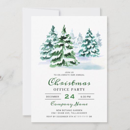 パインツリー企業のクリスマスホリデーパーティー 招待状 (正面)