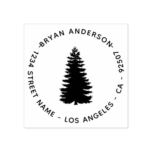 パインツリー差出人住所ゴムスタンプ ラバースタンプ (インプリント)