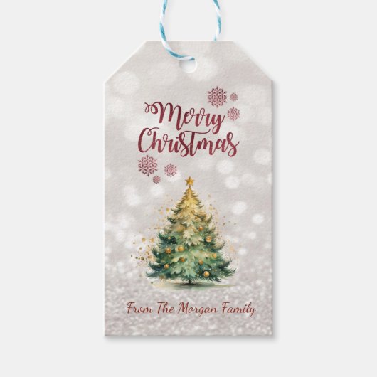 パインツリー、きらびやかな《写真》ぼけ味休日 ギフトタグ (正面)