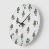 パインツリー、パインコーン、雪の休日 ラージ壁時計 (傾斜)