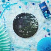 パインツリー&ライトウィンターナイトフォレ結婚スト ペーパープレート (パーティー)