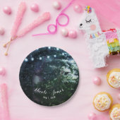 パインツリー&ライトウィンターナイトフォレ結婚スト ペーパープレート (パーティー)