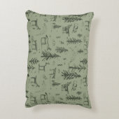 パインディアレイクライフ – セージ緑の森のパターン。 アクセントクッション (裏面(縦))