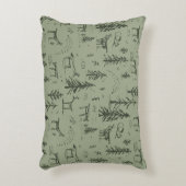 パインディアレイクライフ – セージ緑の森のパターン。 アクセントクッション (正面(垂直))