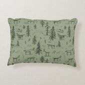 パインディアレイクライフ – セージ緑の森のパターン。 アクセントクッション (裏面)