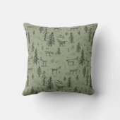パインディアレイクライフ – セージ緑の森のパターン。 クッション (裏面)