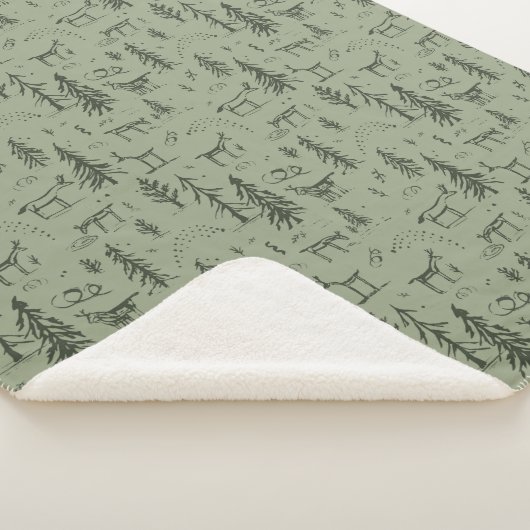 パインディアレイクライフ – セージ緑の森のパターン。 シェルパブランケット (3/4)