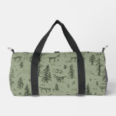 パインディアレイクライフ – セージ緑の森のパターン。 ダッフルバッグ (正面)