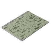 パインディアレイクライフ – セージ緑の森のパターン。 ノートブック (左側)